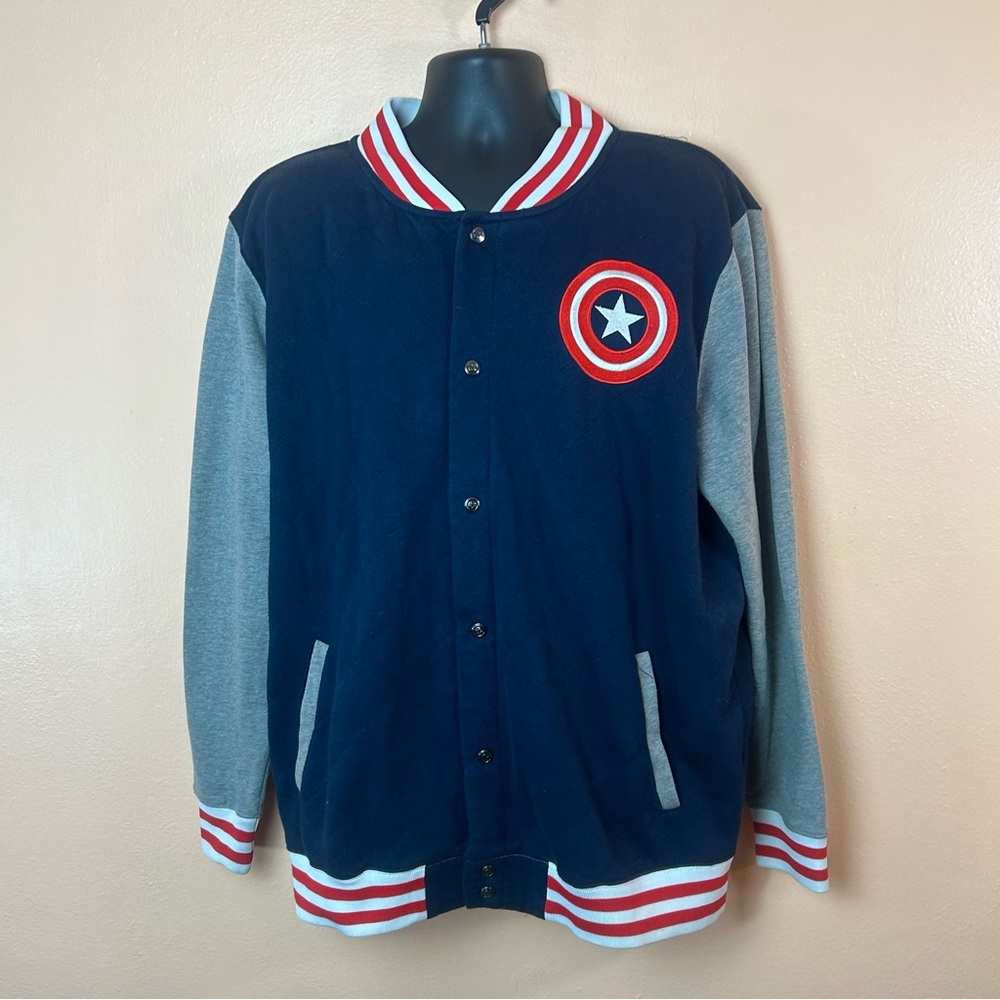 Marvel Captain America Snap Front Fleece Jacket Men XL